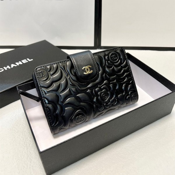 シャネル レディース 財布 カメリア 二 つ折り 財布 ブランド chanel 