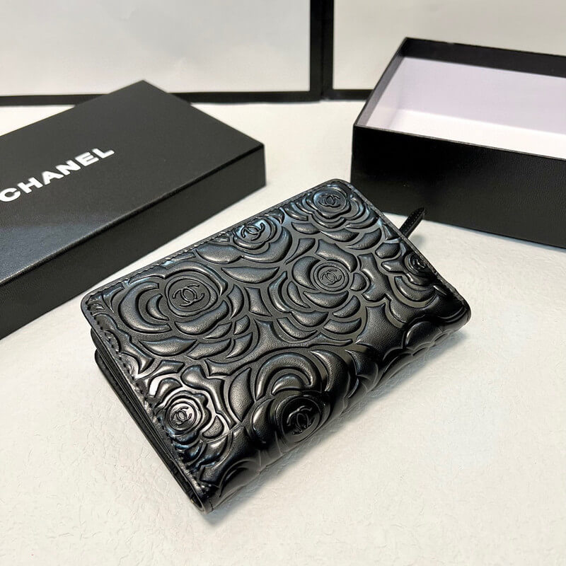 シャネル レディース 財布 カメリア 二 つ折り 財布 ブランド chanel 