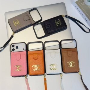 chanel アイフォン17 ケース シャネル iphoen17pro/17air ケース カード ケース 付き iphone ケース ハイブランド iphone16pro/15pro ケース 革 高級 iphone16promaxケース ストラップ付き