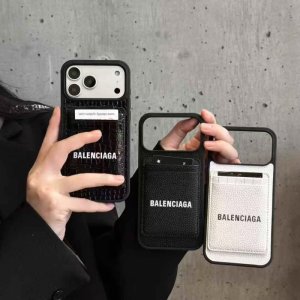 バレンシアガ iphoneケース magsafe カード ケース付き iphone air/17proケース ブランド 人気 iphone16/15/14 ケース 背面収納 balenciaga ススマホケース お 揃い
