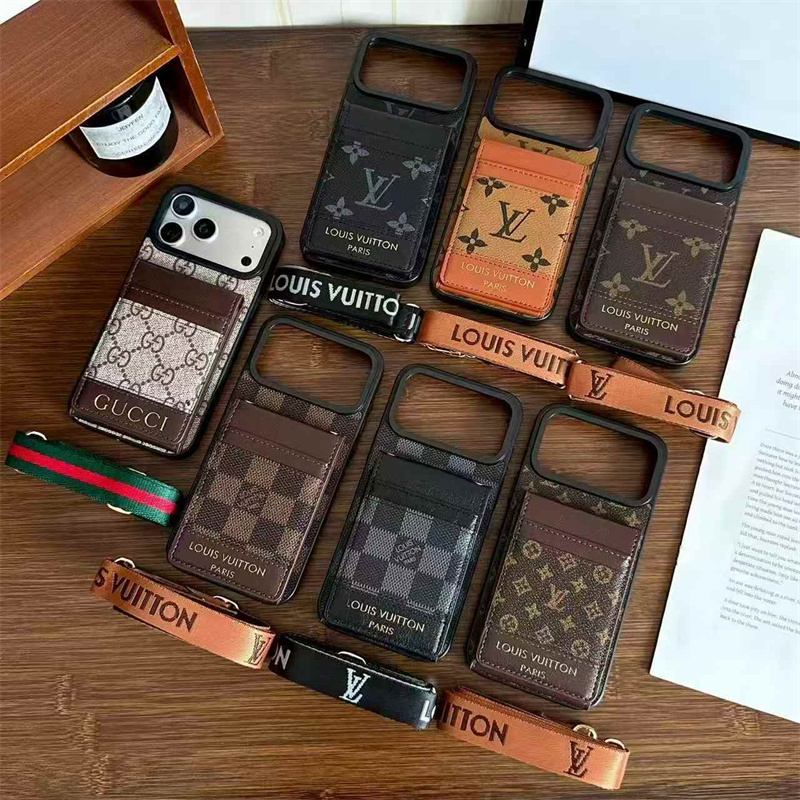 カード収納 iphoneケース ハイブランド iphone17pro/17promaxケース ルイヴィトン iphone16/16proケース ミラー付き gucci パロディ iphone15/14 ケース スマホショルダー ハイブランド 人気