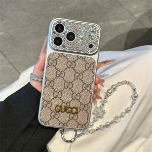 Alternative view of gucci アイ フォン17/17pro ケース iphone17promax/16proケース キラキラ ブランド スマホケース カメラ 保護 iphone16/15 ケース ビーズ ストラップ キラキラ ストーン iphone14/14pro ケース iphoneケース 女子 人気 ブランド